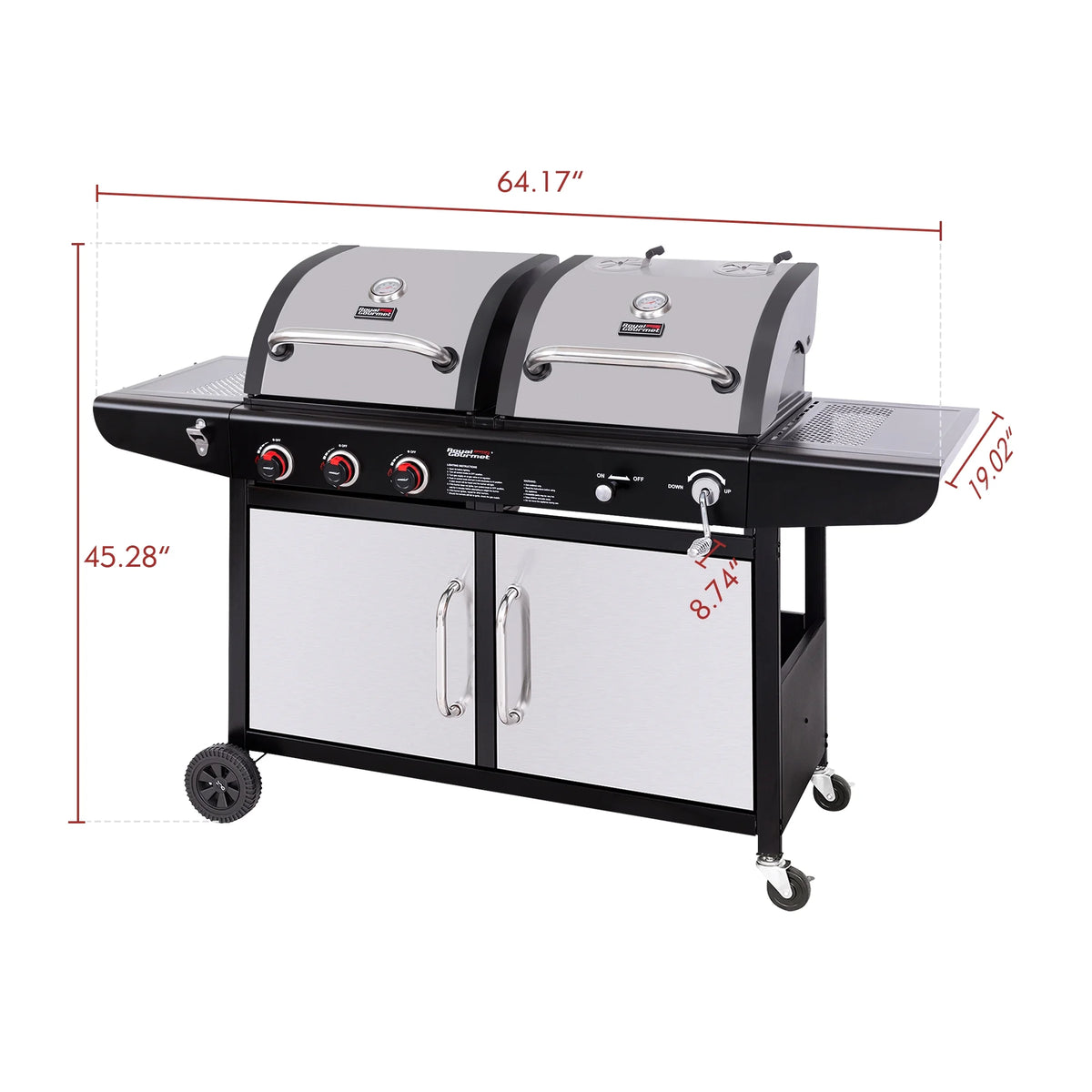 3-Burner Dual Fuel Gas and Charcoal Grill Combo S911370
