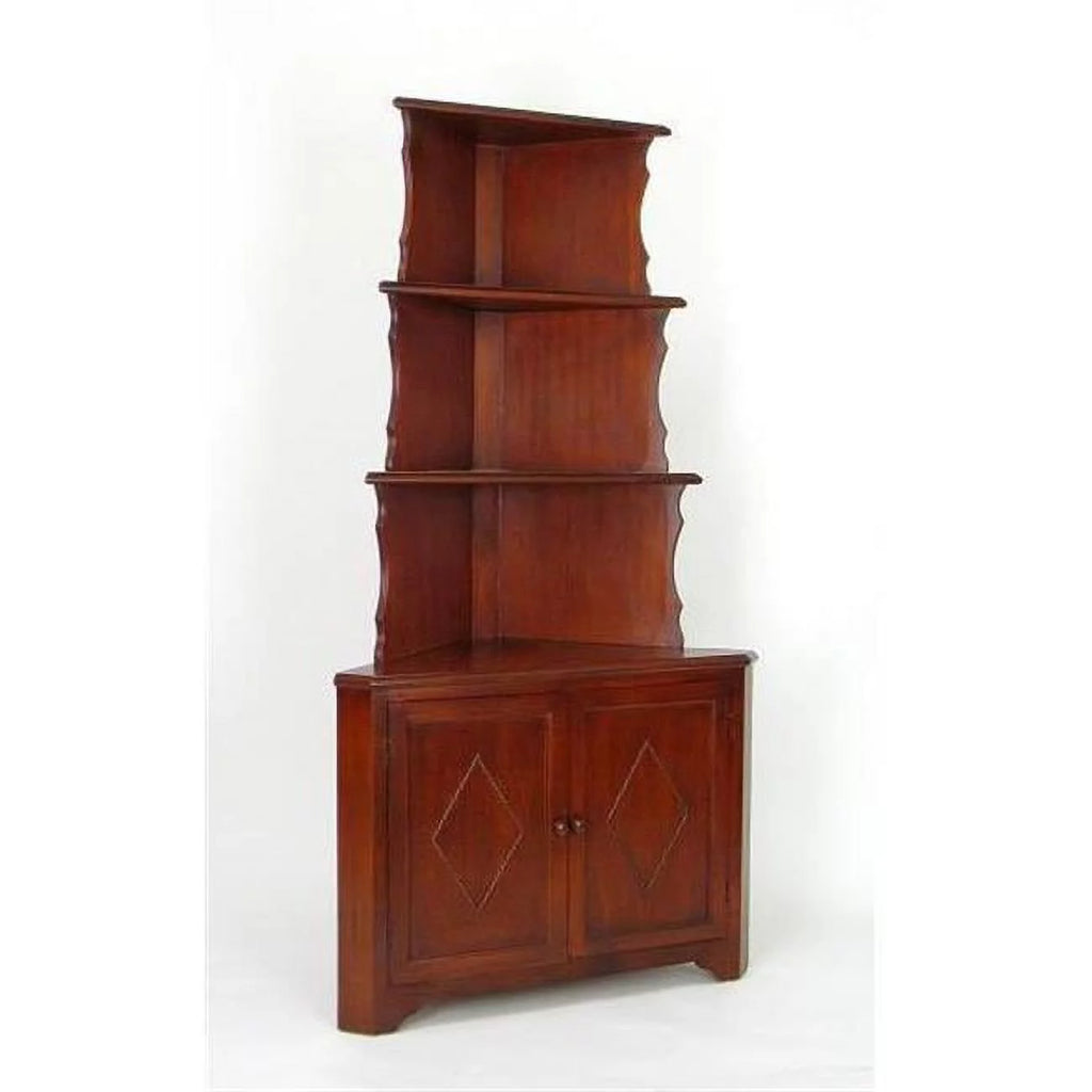Brown Wood Three Shelf Corner Display Unit N35142