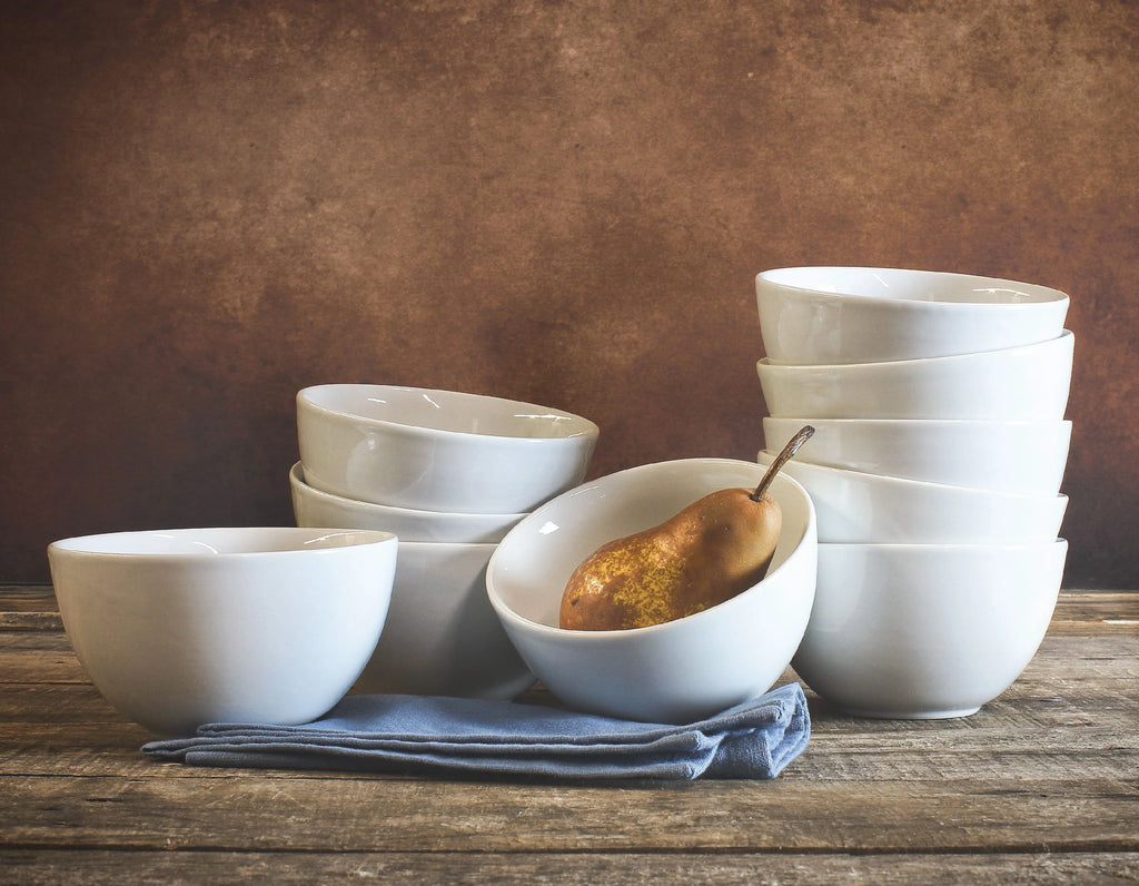 10 Pack White Ceramic 5.5" Cereal Bowls Set Q22477