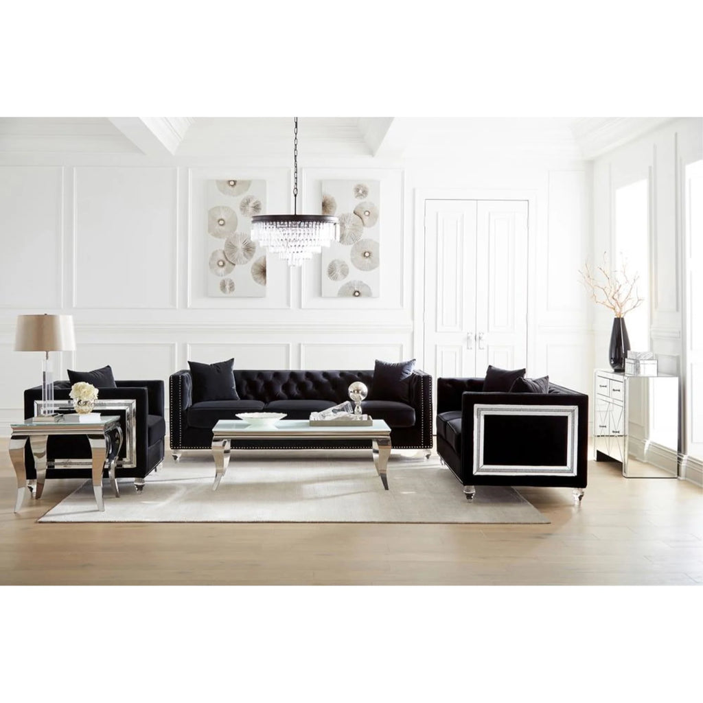 Black Upholstered Living Room Set I2120