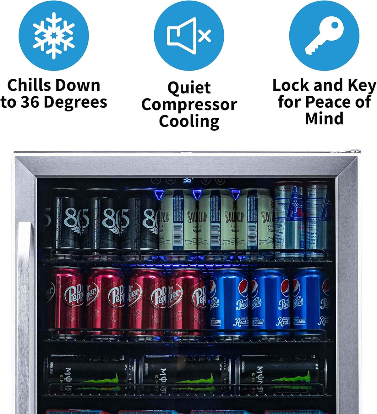 Large 177 Can Beverage Refrigerator Cooler Stainless Steel N546344