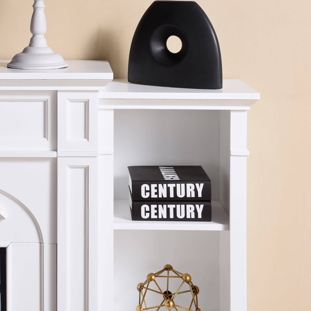White Electric Fireplace Bookcase F4019