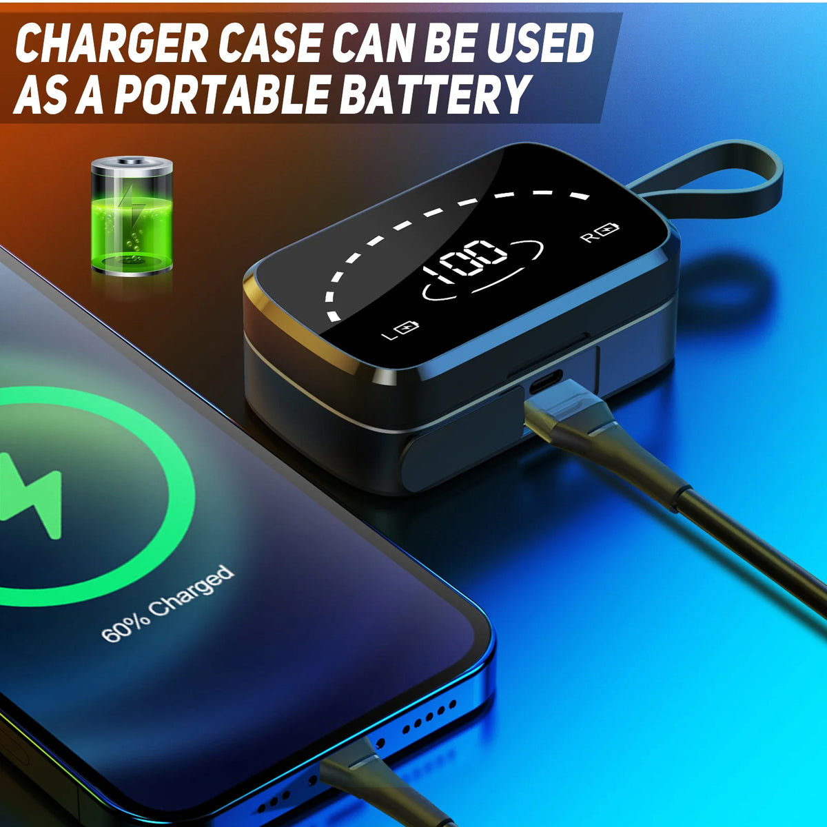 Wireless Earbuds Bluetooth Sport Headphones with Charging Case U138988