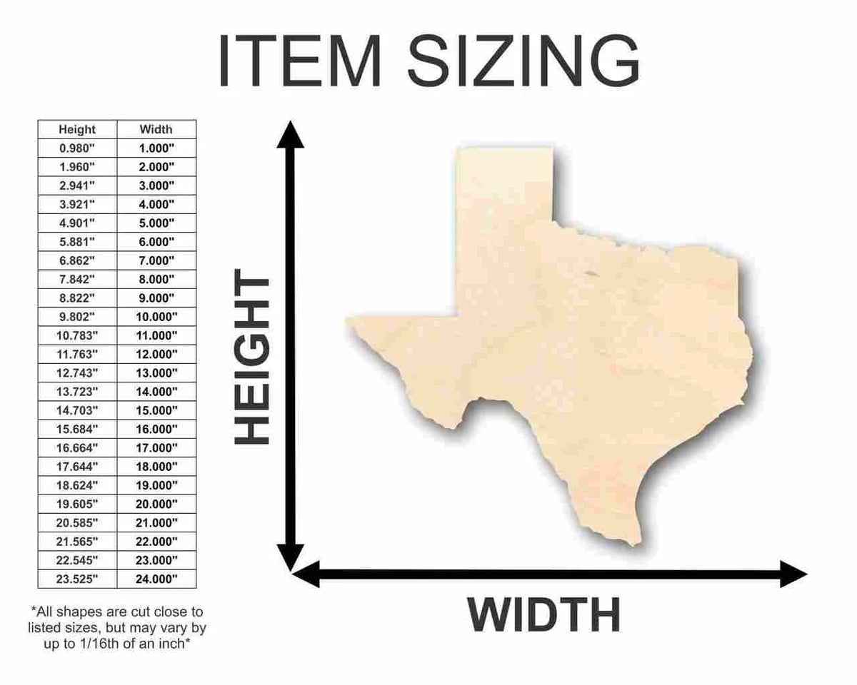 Unfinished Wood Texas Shape O346