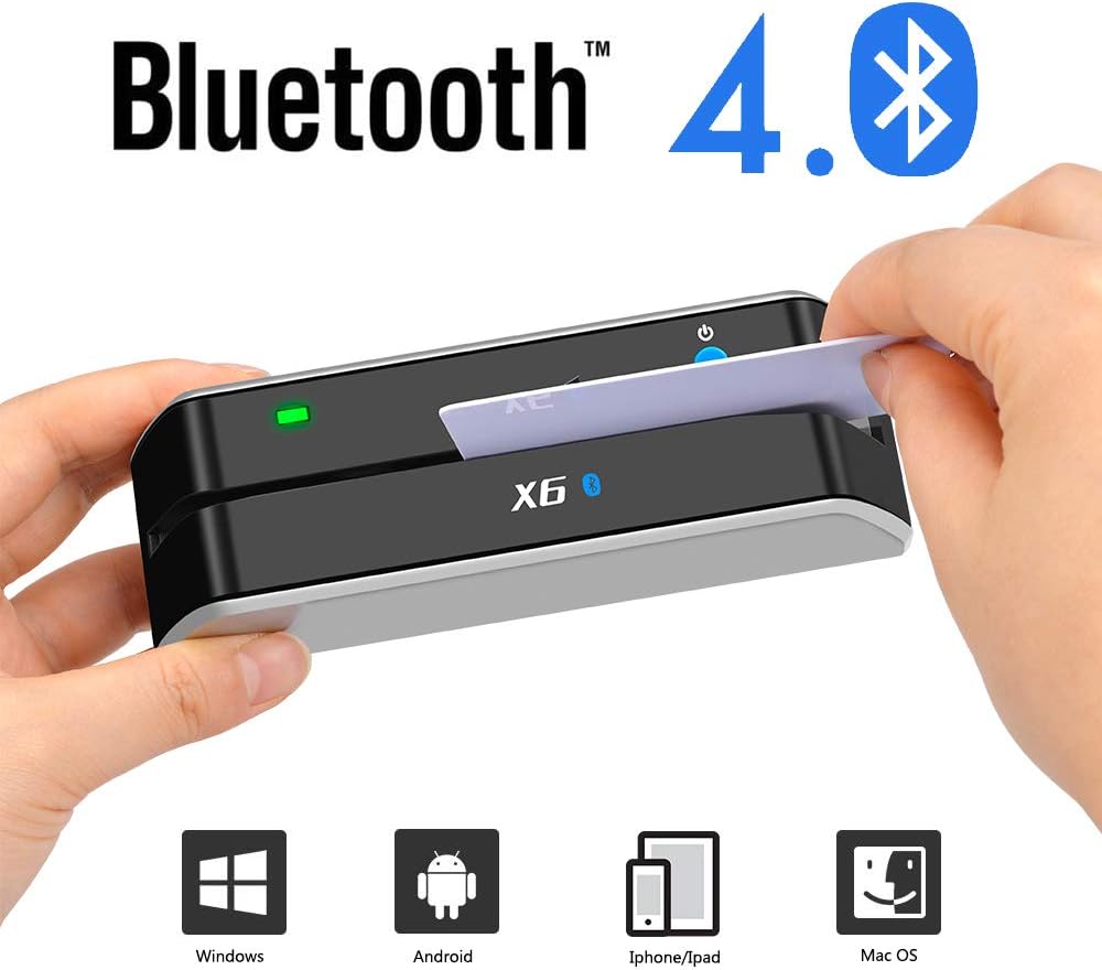 X6 Bluetooth Card Reader Writer USB 3 Tracks Swipe Encoder C86782