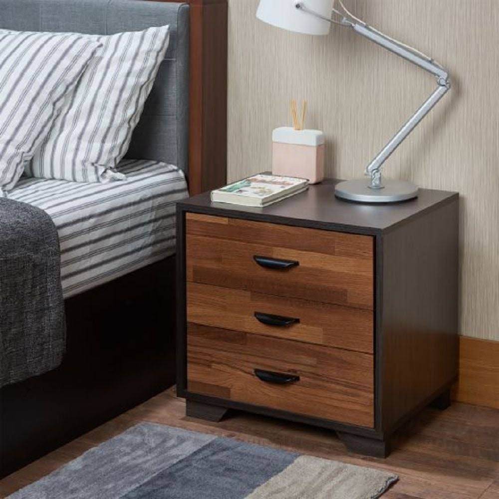 Walnut Espresso 3-Drawer Night Table F563