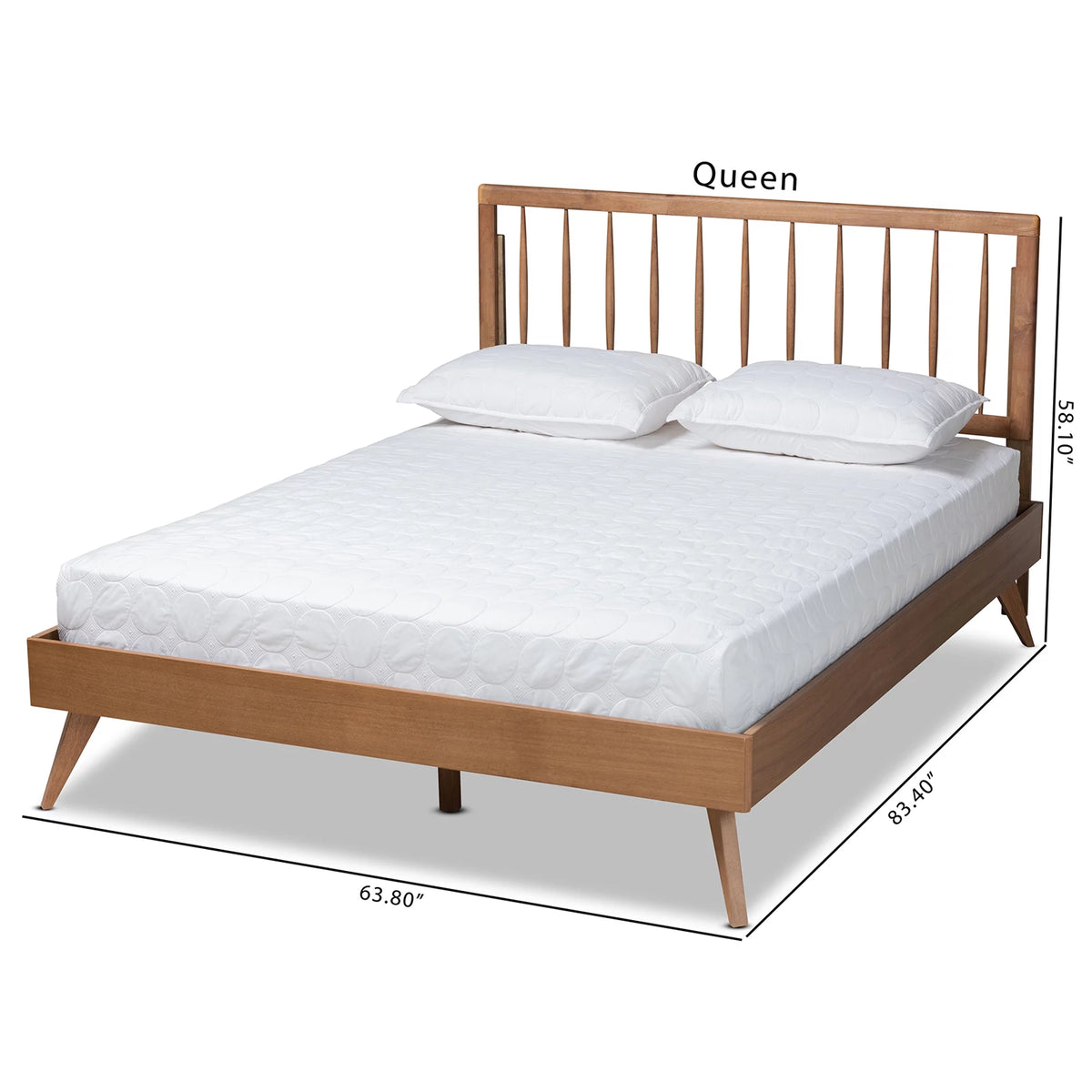 Full Ash Walnut Wood Platform Bed S103822