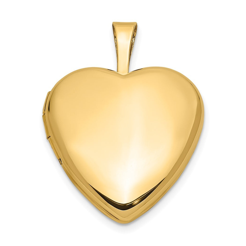 14k Gold 16mm Heart Photo Locket Pendant Necklace L234338