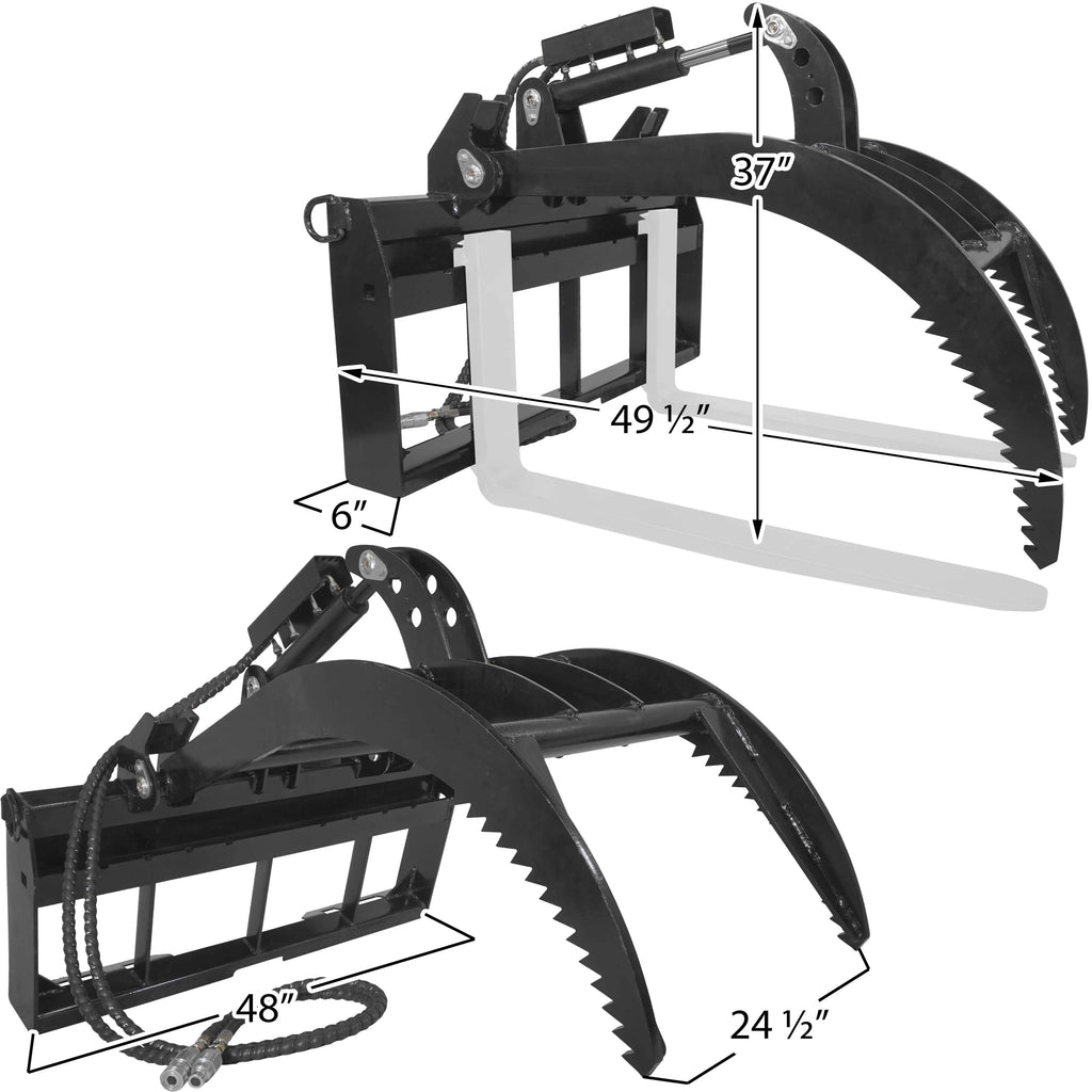 Hydraulic Skid Steer Pallet Fork Grapple Attachment with 60in Fork Blades W661429