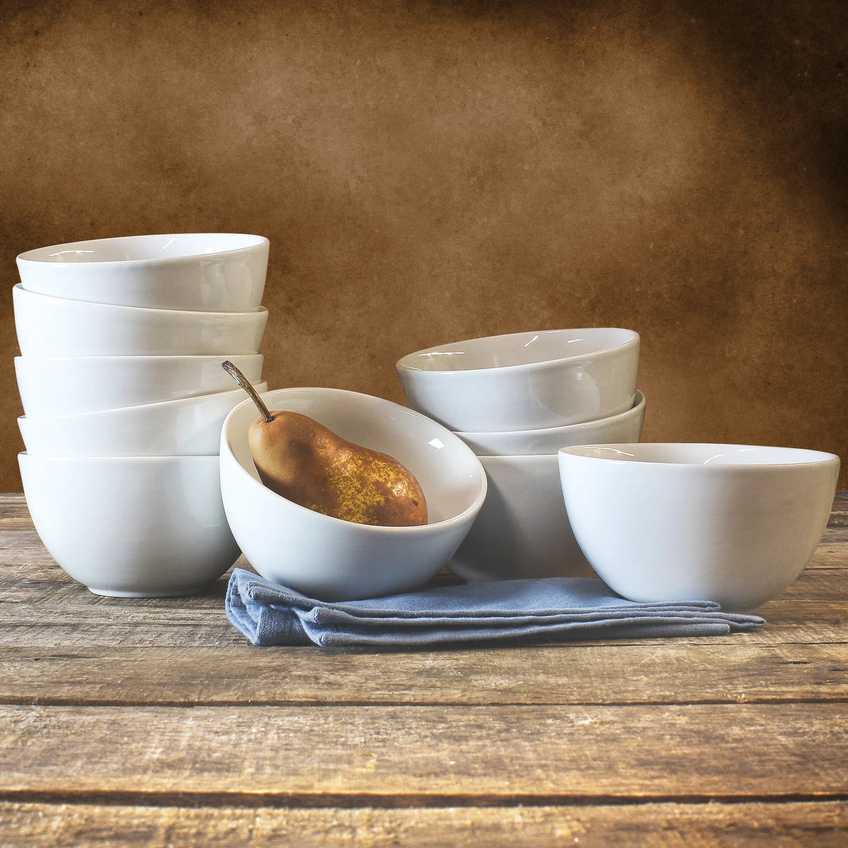 10 Pack White Ceramic 5.5" Cereal Bowls Set Q22477