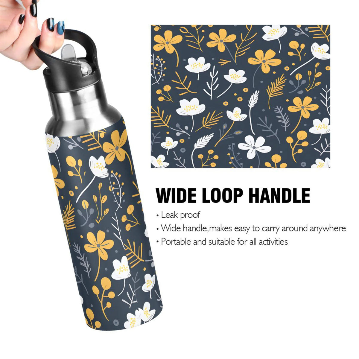 Stainless Steel Insulated Water Bottle with Straw Lid R579
