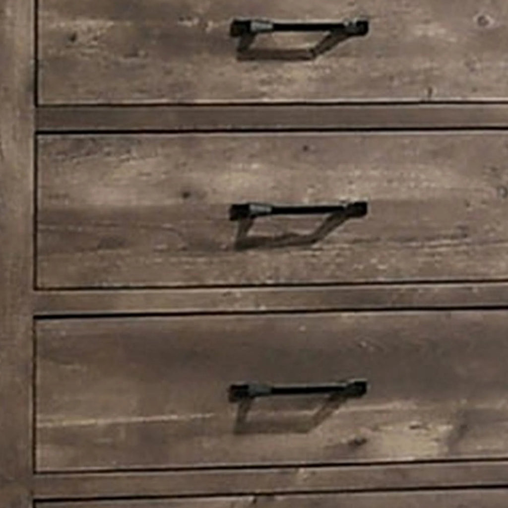 5 Gliding Drawers Rustic Gray Solid Wood Dresser Chest I39963