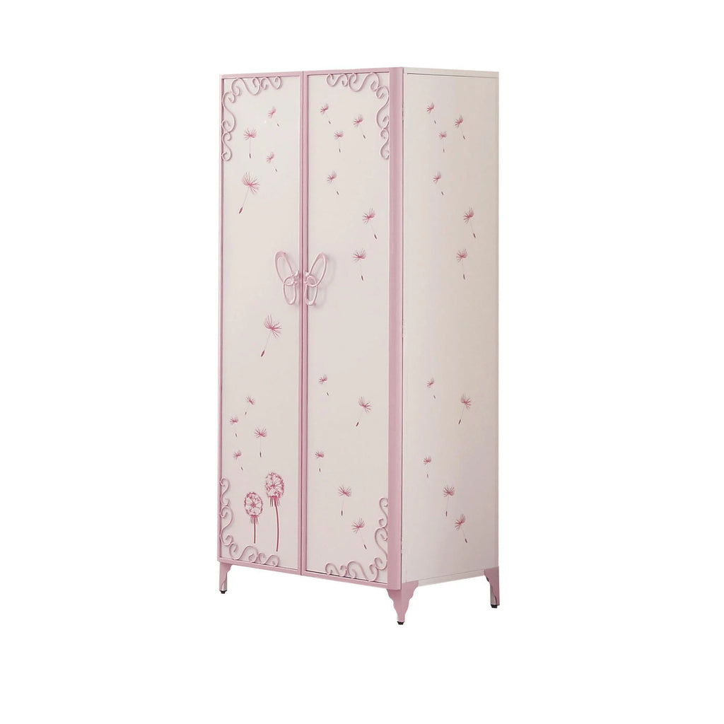 White and Light Purple Metal Tube Armoire L200