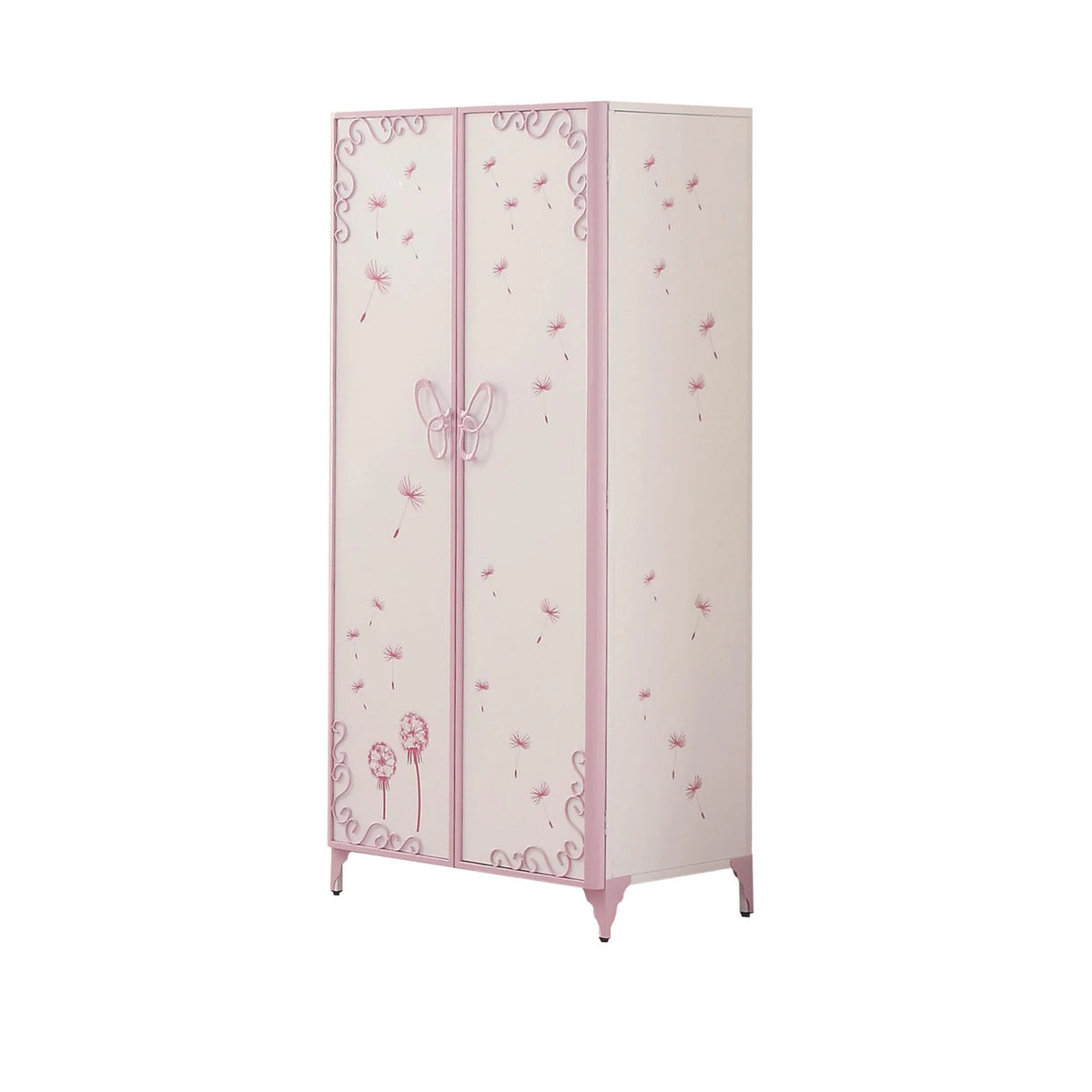 White and Light Purple Metal Tube Armoire L200