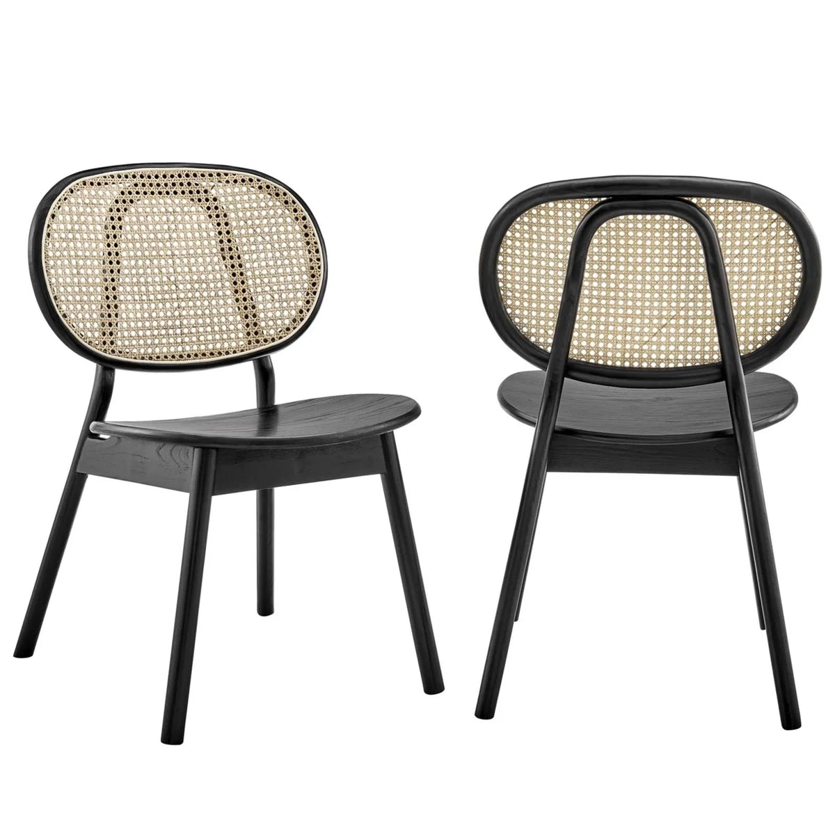 Black Wood Dining Side Chair Set of 2 P24392