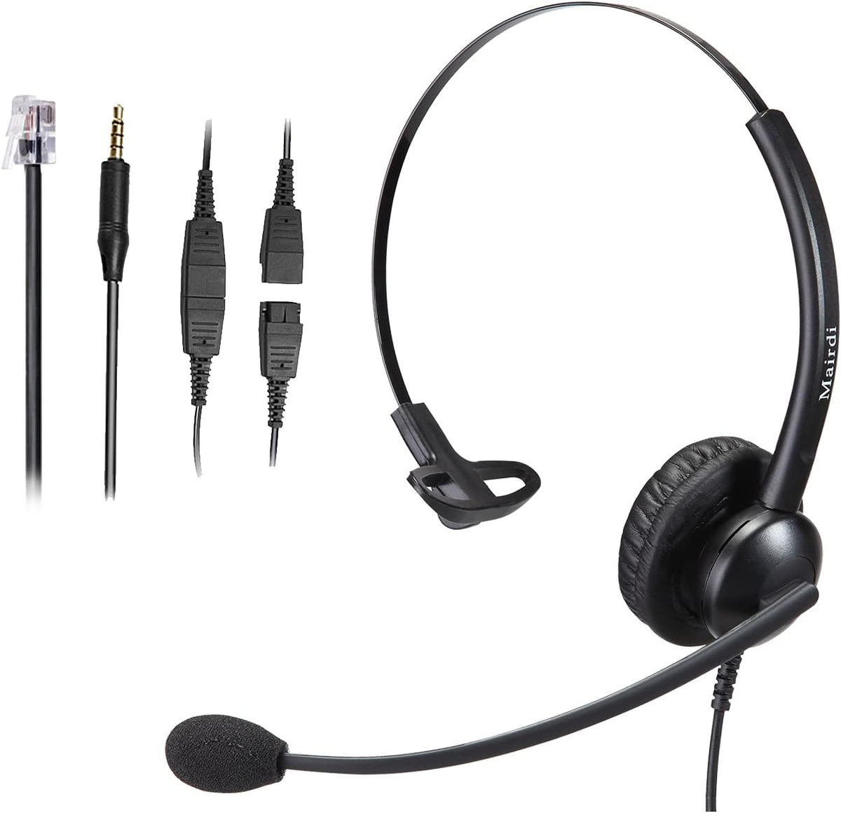 Noise Canceling Microphone Mono Call Center Office Headset with RJ9 Jack & 3.5mm Connector I6276