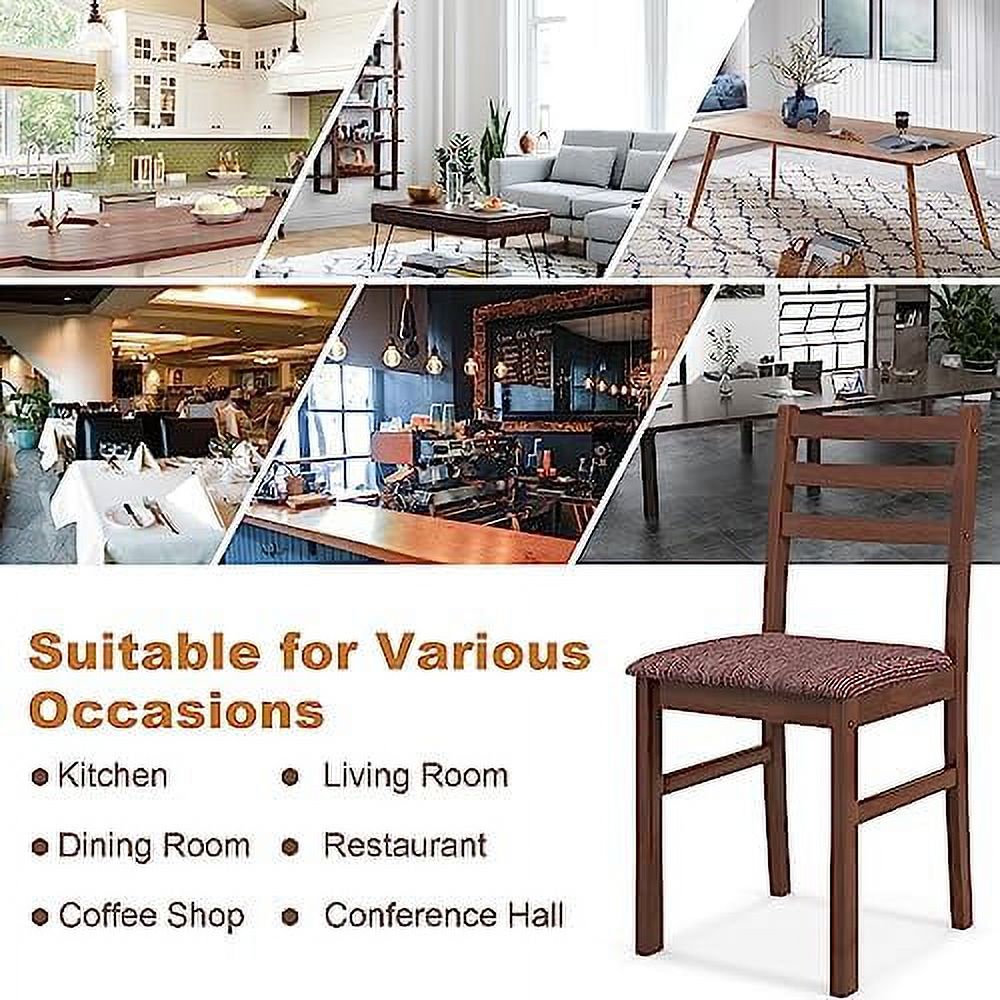 Walnut Wooden Dining Chairs Set of 2 with Padded Seat L63959