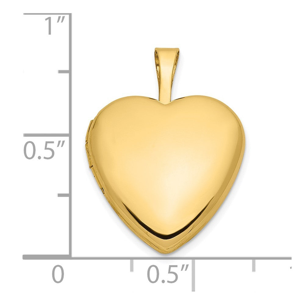 14k Gold 16mm Heart Photo Locket Pendant Necklace L234338