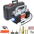 150 PSI 12V Dual Cylinder Portable Air Compressor with LED Light and Tire Repair Kit, Pack of 2 Y161
