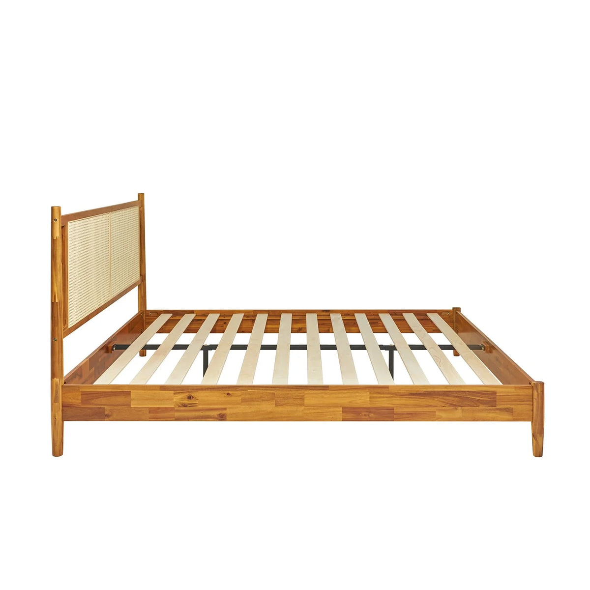 47" Queen Platform Bed Frame with Rattan Headboard I154082