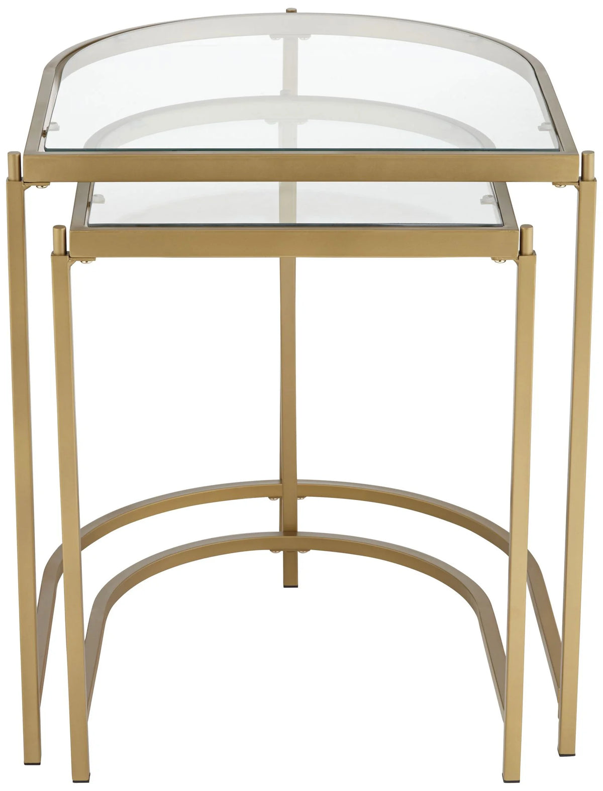 Modern Metal Nesting Tables Set of 2 Gold Clear Tempered Glass K27980