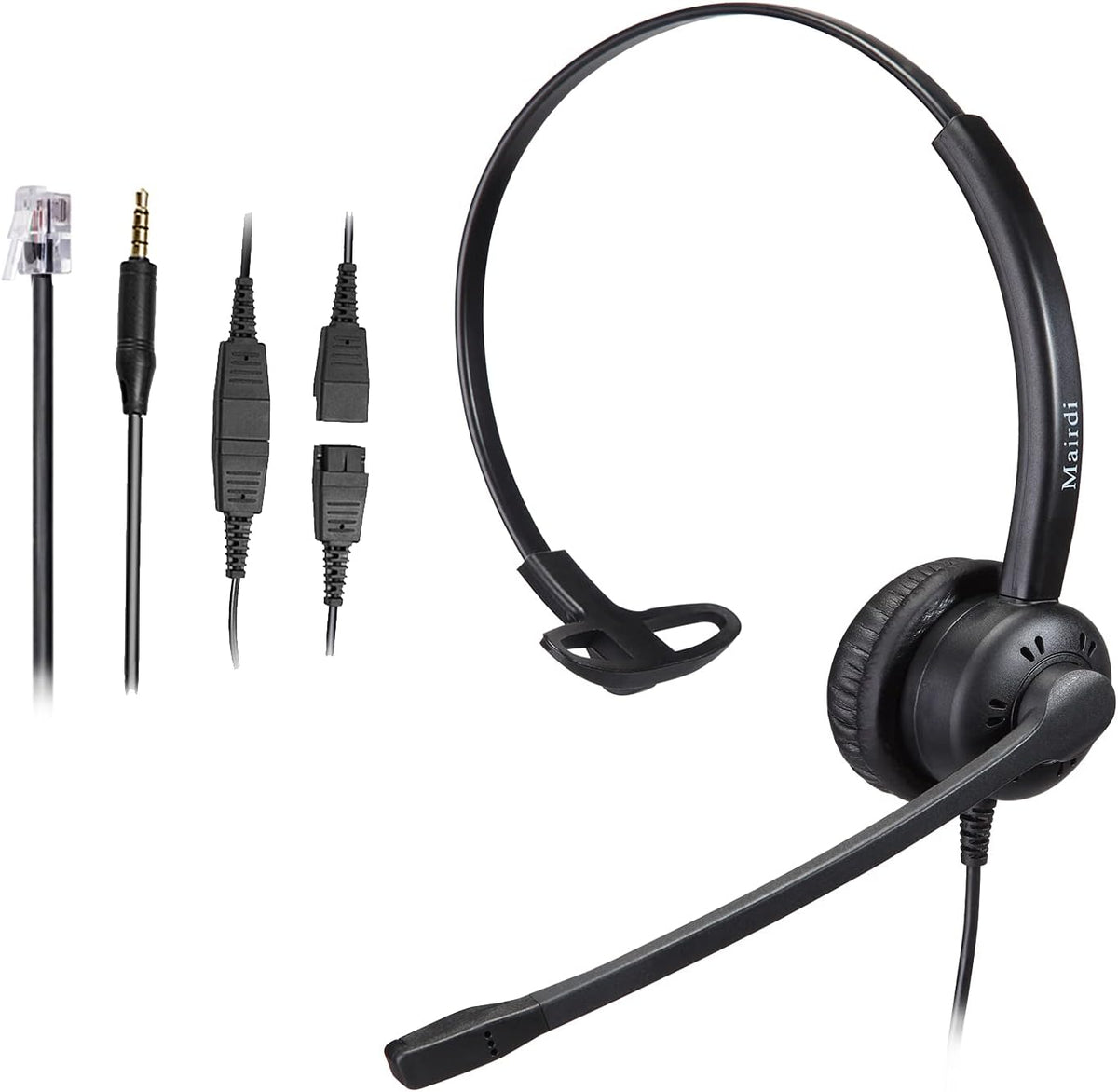 Noise Canceling Microphone Mono Call Center Office Headset with RJ9 Jack & 3.5mm Connector I6276