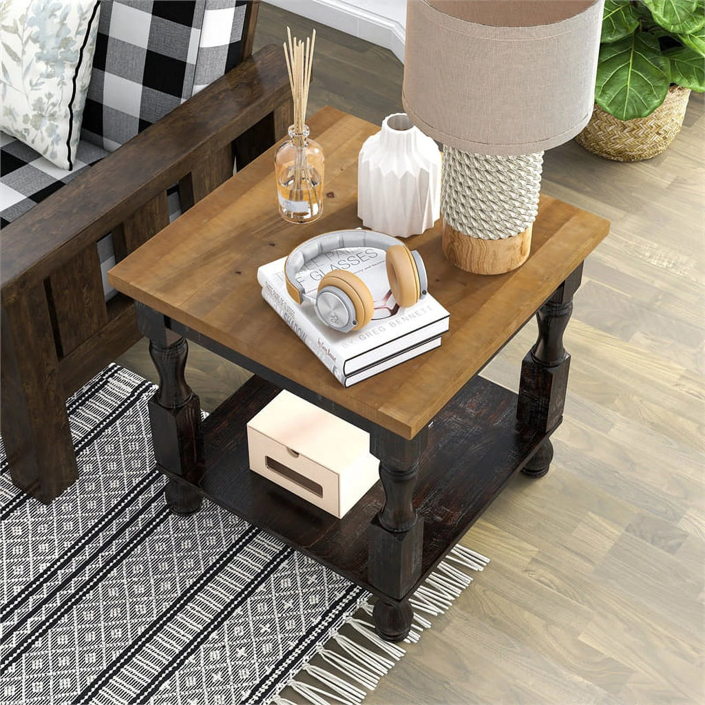 Solid Wood 1-Shelf End Table O52032