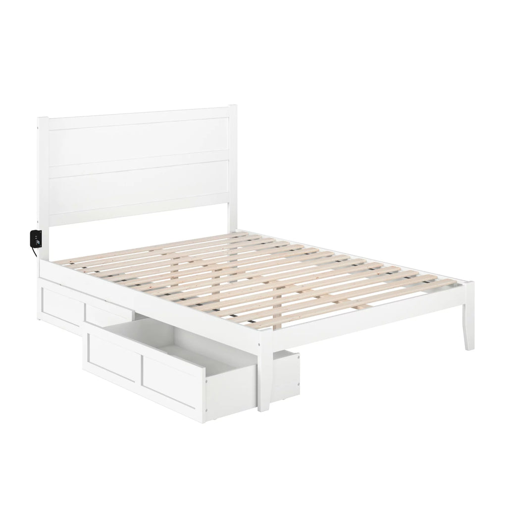 Queen Bed with 2 Storage Drawers in White U52053