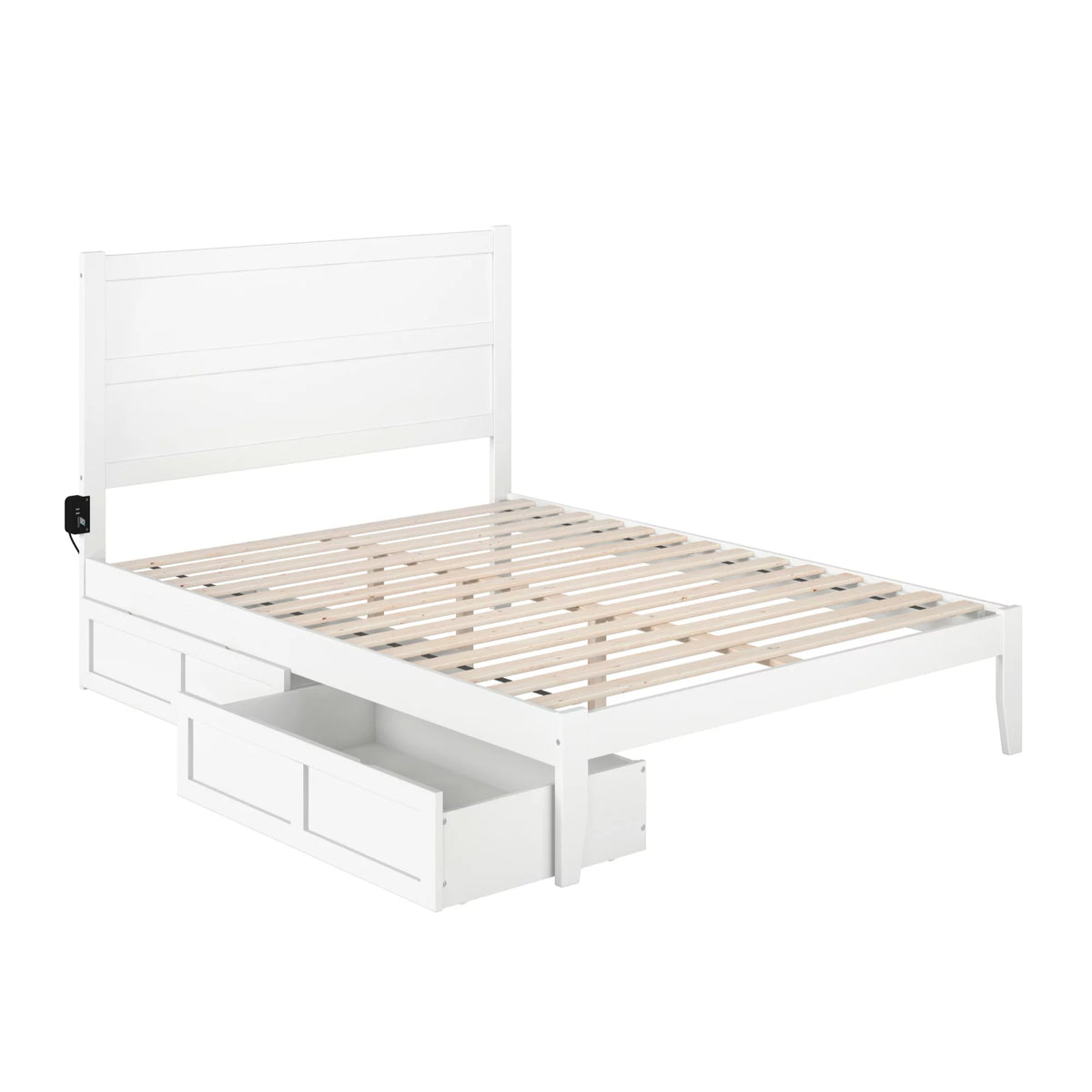Queen Bed with 2 Storage Drawers in White U52053