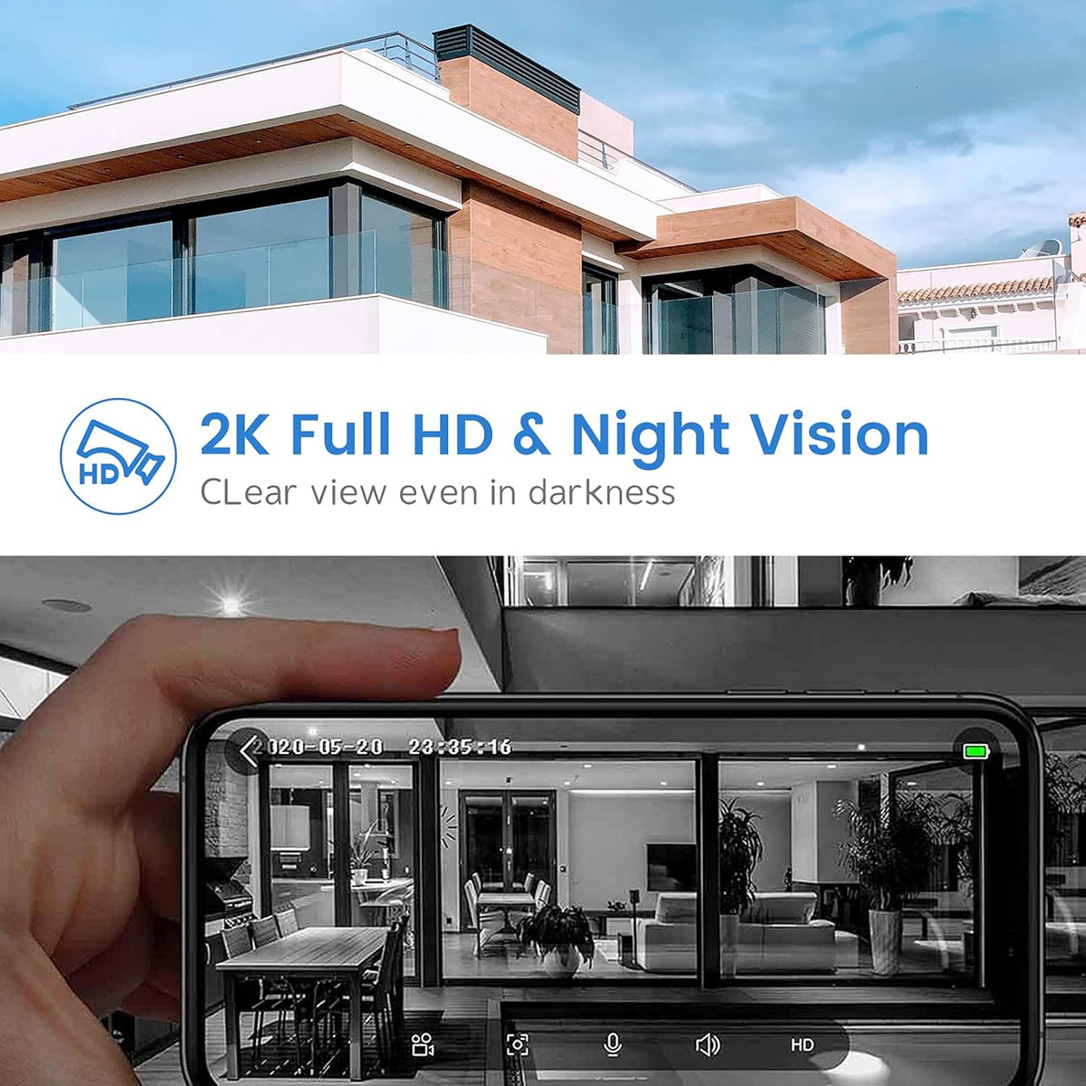 2K Video Doorbell Camera with Night Vision F51914