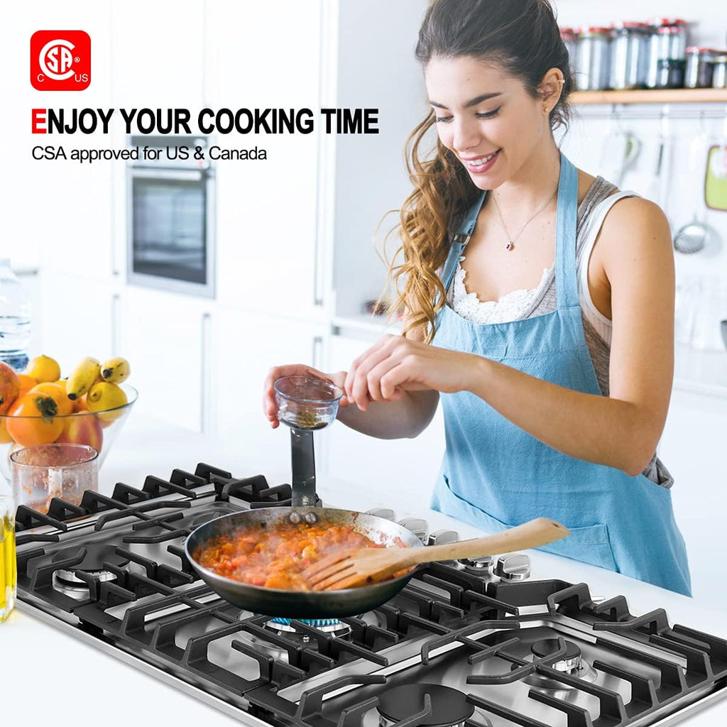 36 Inch 5 Burner Gas Cooktop, Stainless Steel H4276