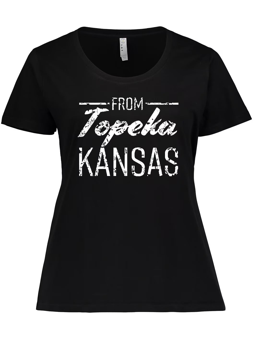White Distressed Text Women's Plus Size T-Shirt B740378