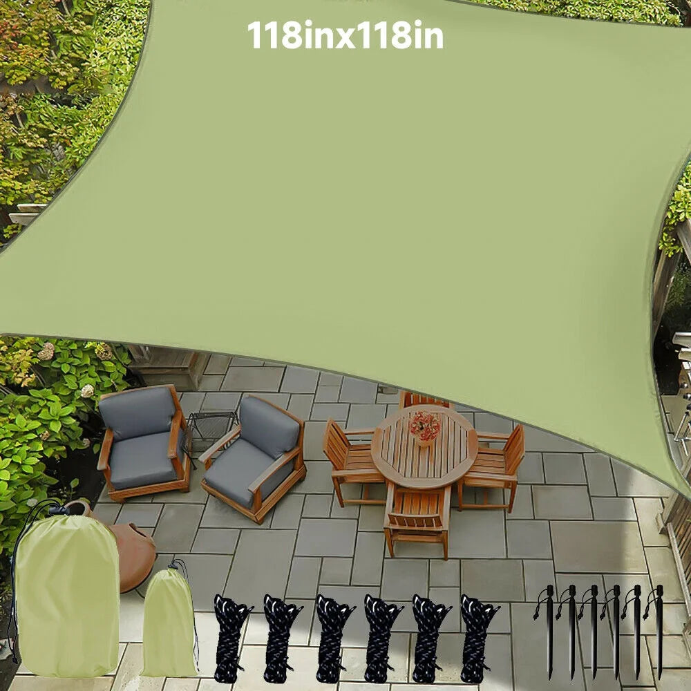10' x 10' Green Square Sun Shade Sail Canopy W387