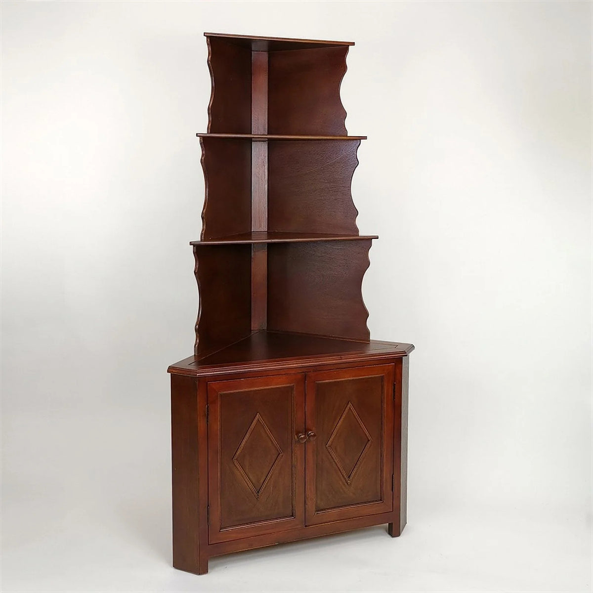 Brown Wood Three Shelf Corner Display Unit N35142