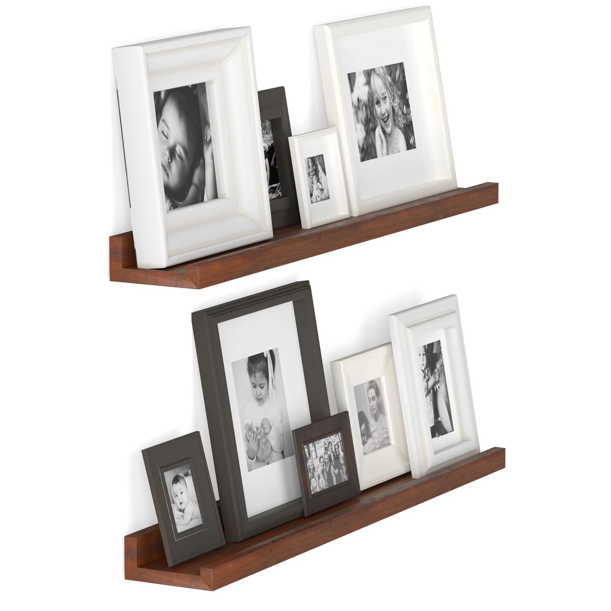 24" Walnut Wood Floating Shelves, Set of 2 X606