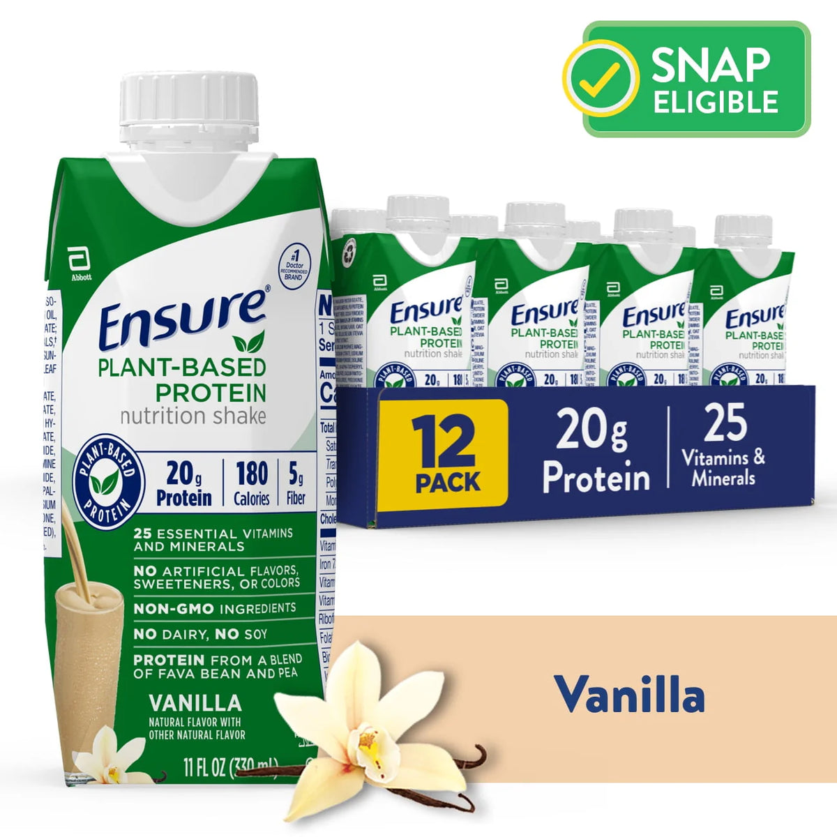 Plant-Based Vegan Protein Vanilla Nutrition Shake 12 Pack W66591