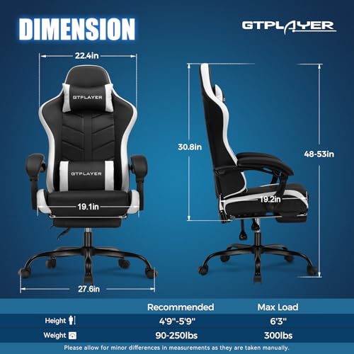 Gaming Chair with Footrest and Lumbar Support Z86153