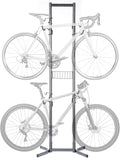 4 Bike Rack Garage - Bike Storage Rack with Basket - Vertical Bike Rack - Freestanding Wall Bike Rack Holds Up to 160 lbs P66865