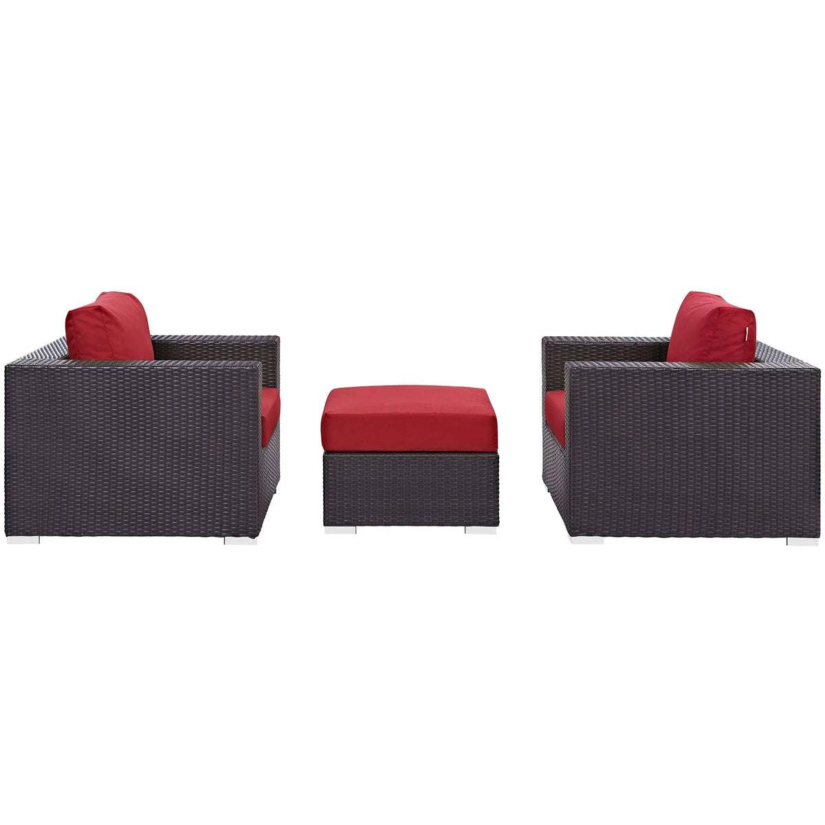 3 Piece Outdoor Patio Sofa Set in Espresso Red L893