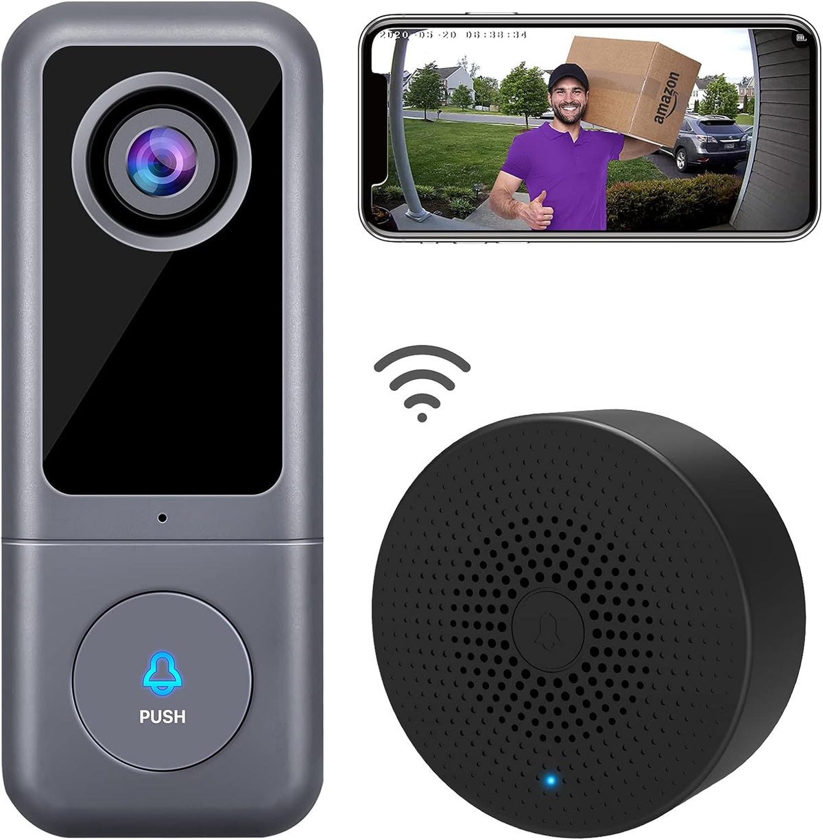 2K Video Doorbell Camera with Night Vision F51914