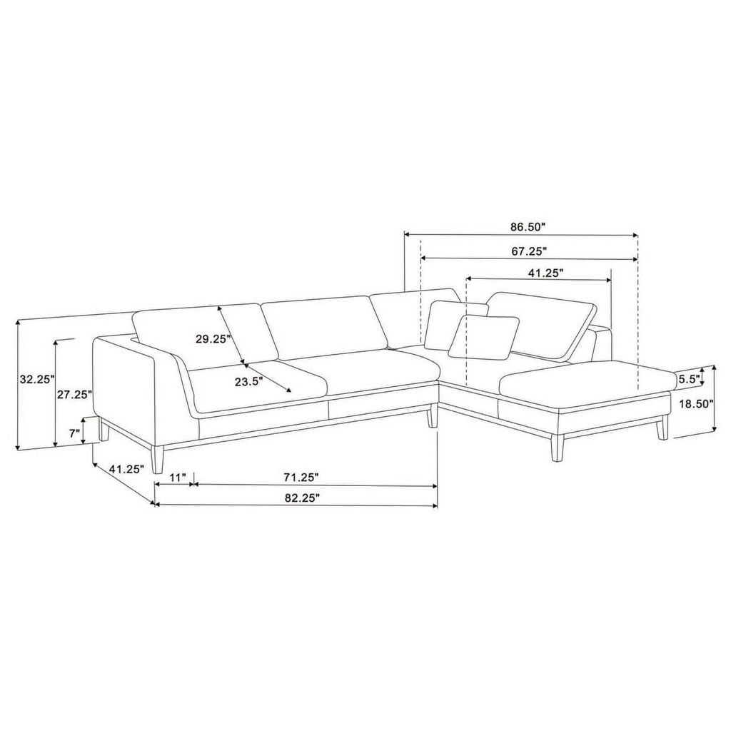 Gray Fabric Upholstered Modular Sectional G834631