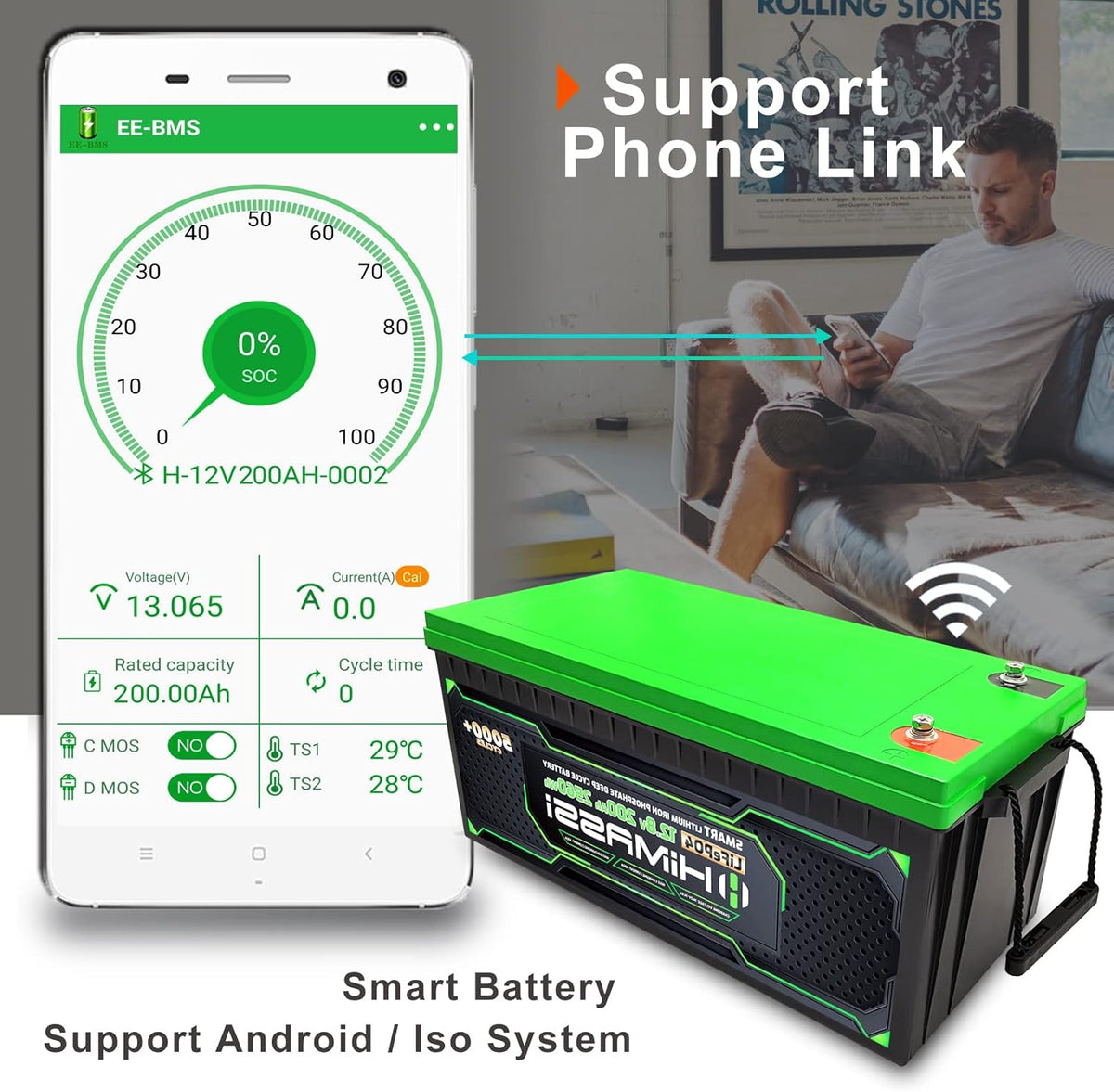 24V 200Ah LiFePO4 Deep Cycle Battery with 200A BMS X195