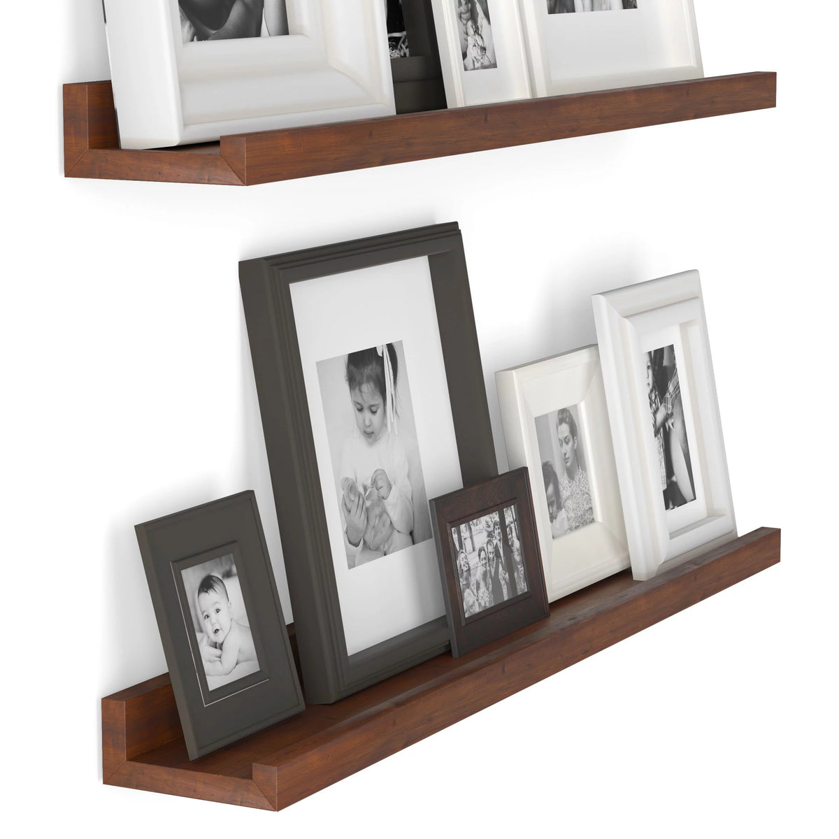 24" Walnut Wood Floating Shelves, Set of 2 X606