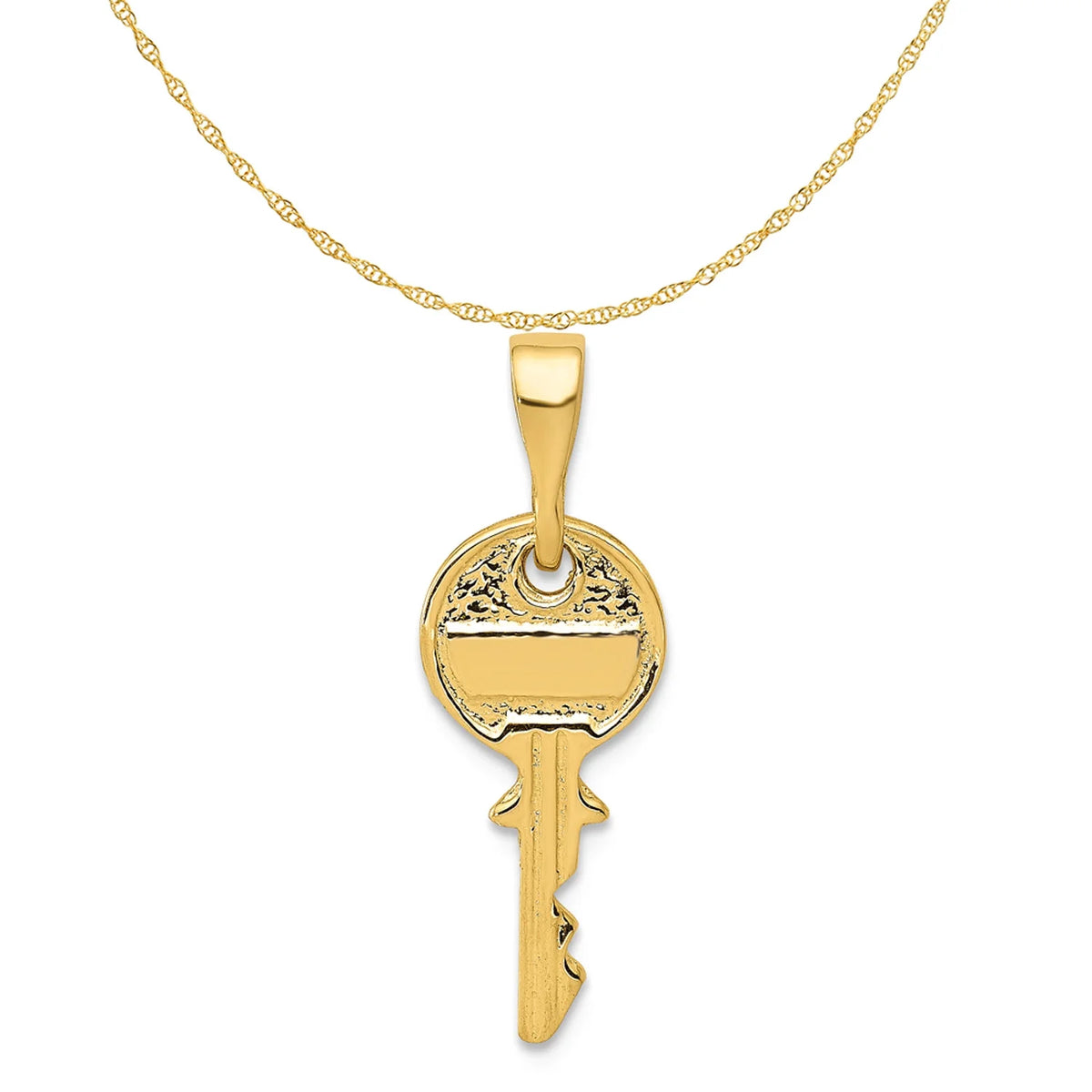 14K Yellow Gold Polished Key Pendant Charm With 10K Yellow Gold Rope Chain Necklace 16'' G731