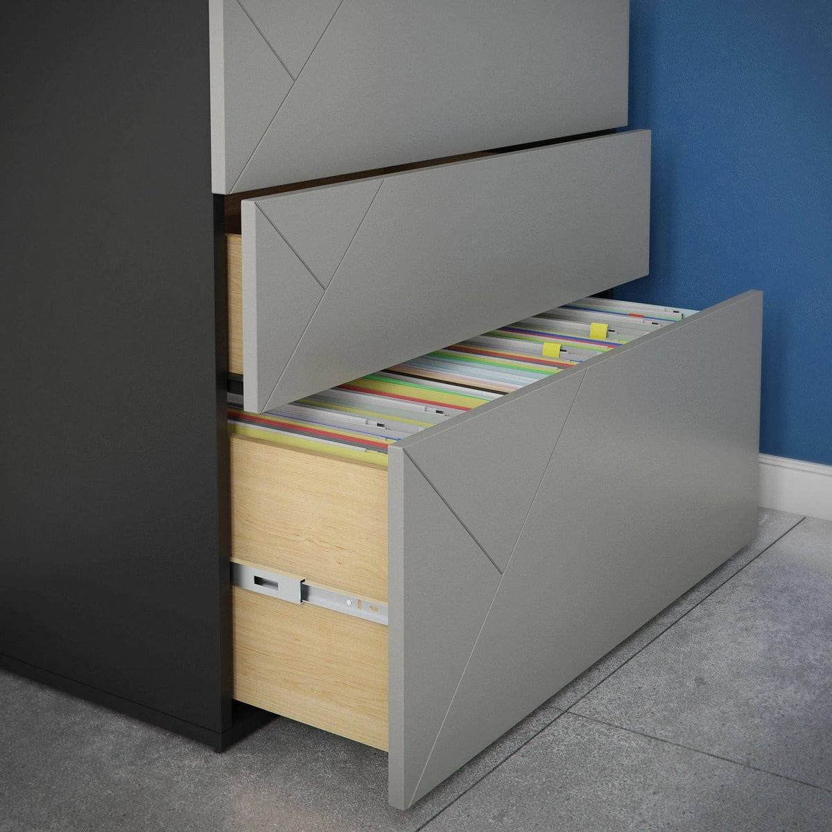 3-Drawer Storage and Filing Cabinet in Black/Greige W1173