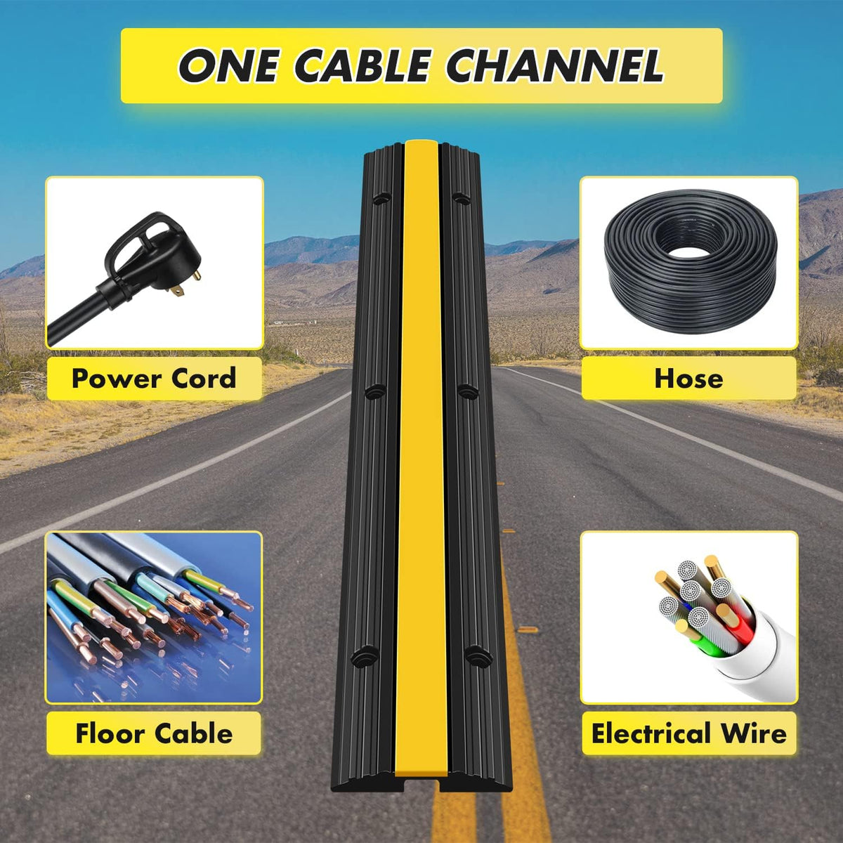 4 Pack Rubber Cable Protector Ramp Heavy Duty Speed Bumps J71549