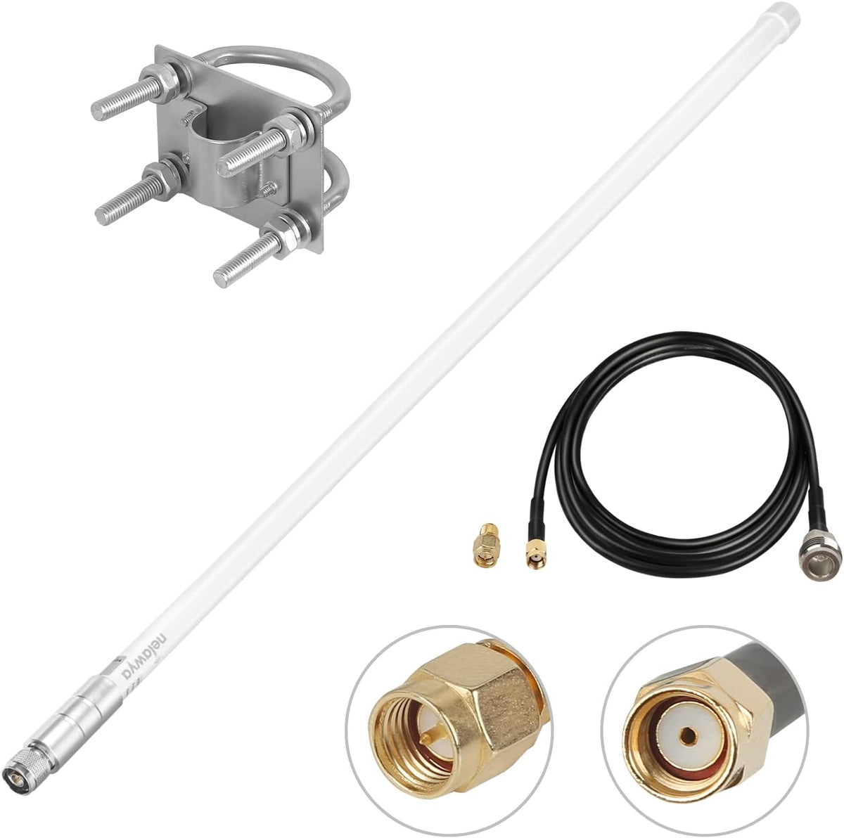 5.8 dBi Omni-Directional LoRa Antenna 915Mhz with 10ft Cable White Z348