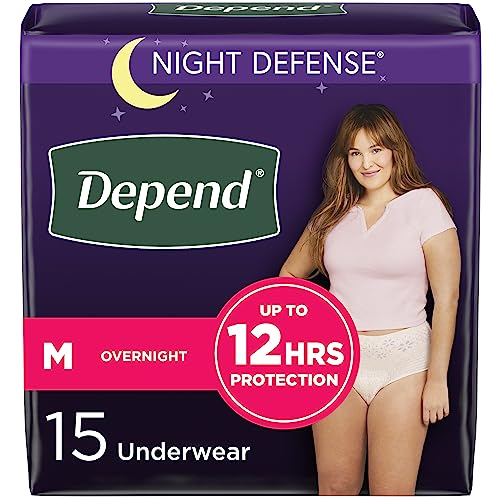 Disposable Overnight Adult Incontinence Underwear for Women, Medium, Blush, 15 Count Y857