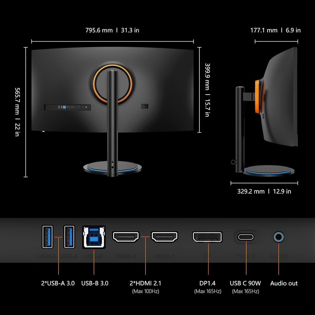 34" Curved Ultrawide Gaming Monitor 3440 x 1440p 165Hz Black P252