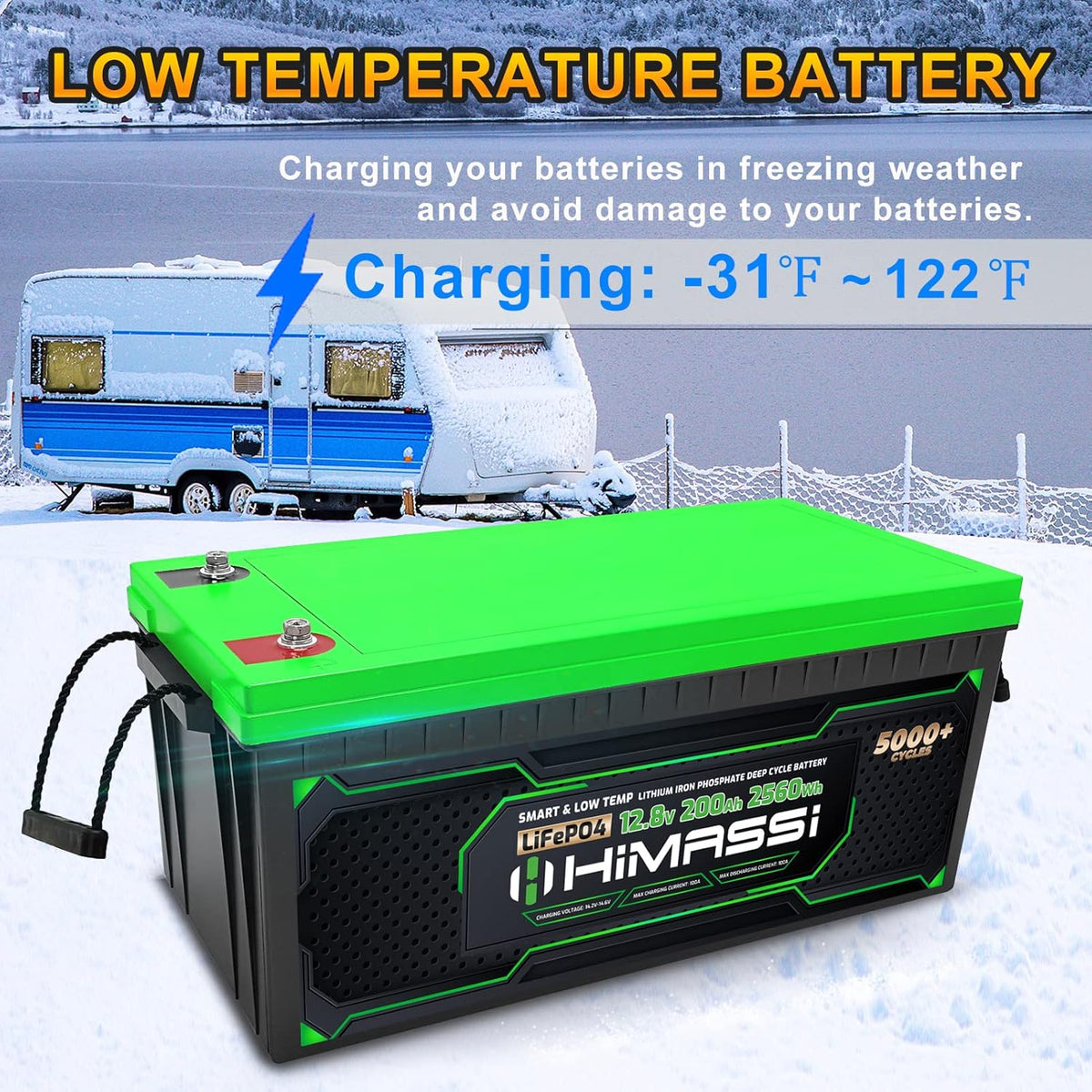 24V 200Ah LiFePO4 Deep Cycle Battery with 200A BMS X195